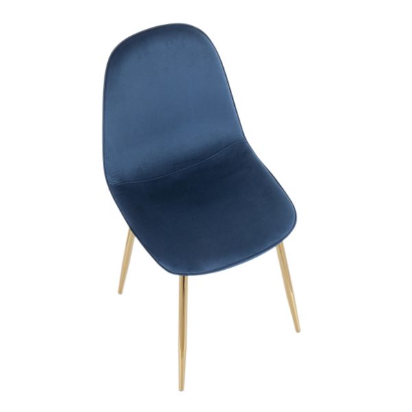 Pebble Contemporary Gold and Blue Velvet Chairs Set of 2 10