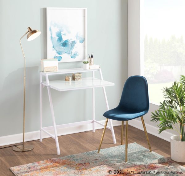 Pebble Contemporary Gold and Blue Velvet Chairs Set of 2 2