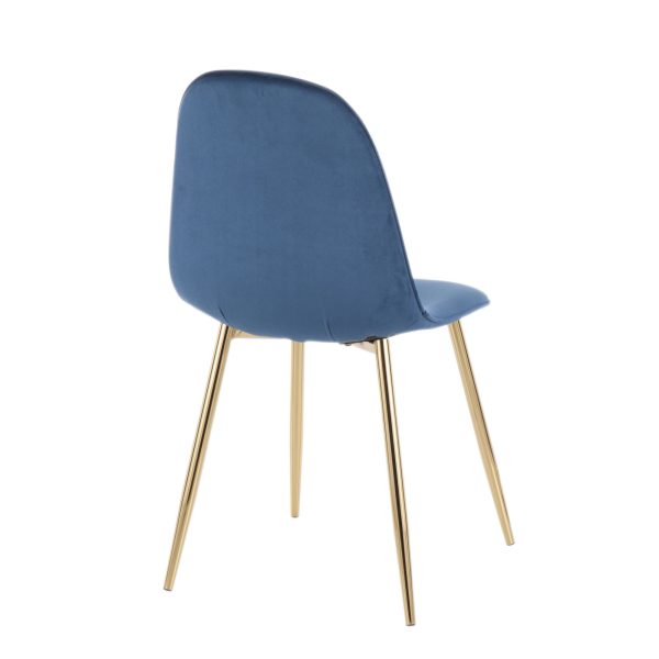 Pebble Contemporary Gold and Blue Velvet Chairs Set of 2 7