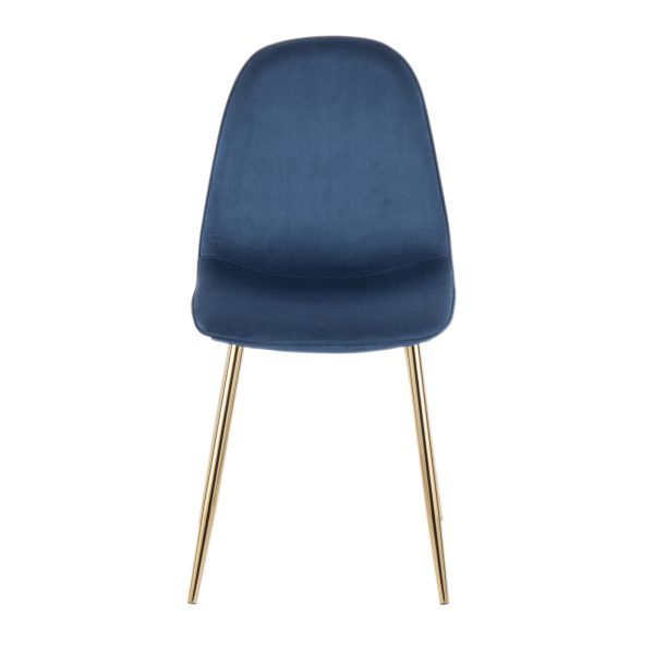 Pebble Contemporary Gold and Blue Velvet Chairs Set of 2 9