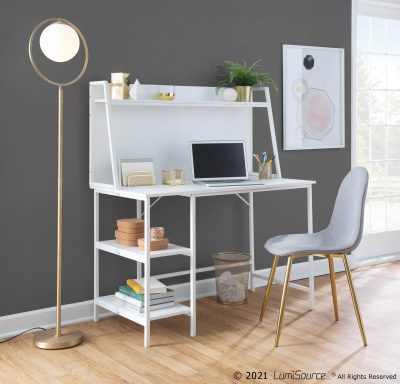 Pebble Contemporary Gold and Light Grey Dining Chairs (Set of 2)