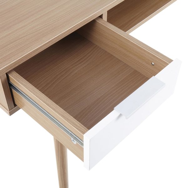 Pebble Contemporary Natural Wood Double Desk 10