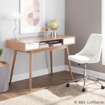 Pebble Contemporary Natural Wood Double Desk 17 Pebble Contemporary Natural Wood Double Desk