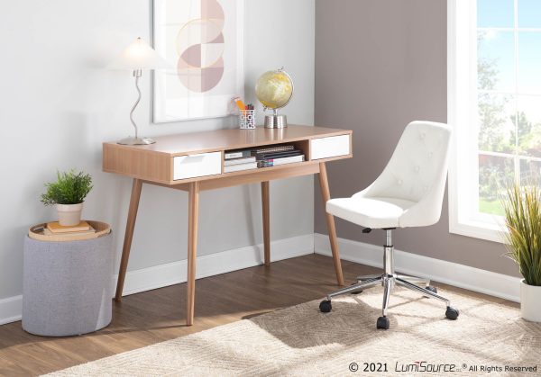 Pebble Contemporary Natural Wood Double Desk 3