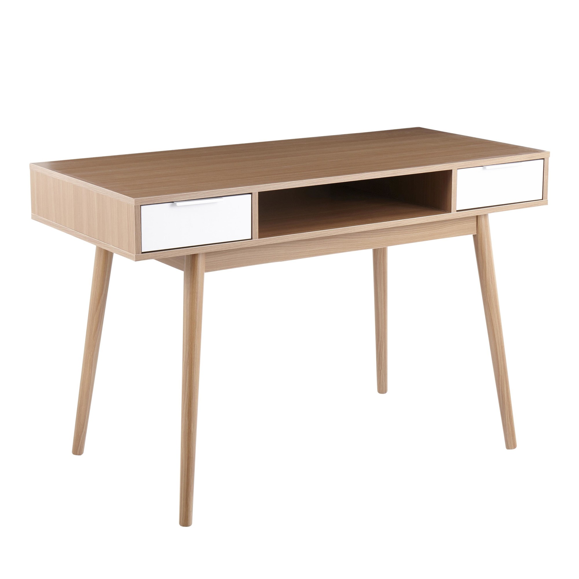 Pebble Contemporary Natural Wood Double Desk 5 Pebble Contemporary Natural Wood Double Desk - Image 5