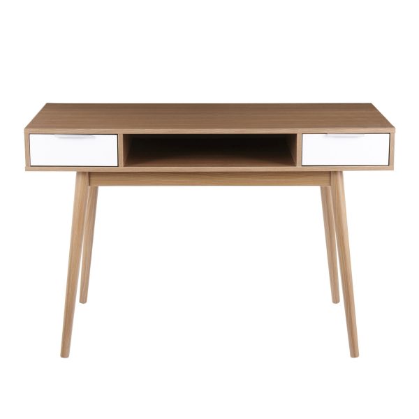 Pebble Contemporary Natural Wood Double Desk 8