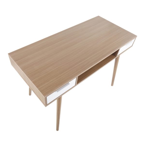Pebble Contemporary Natural Wood Double Desk 9