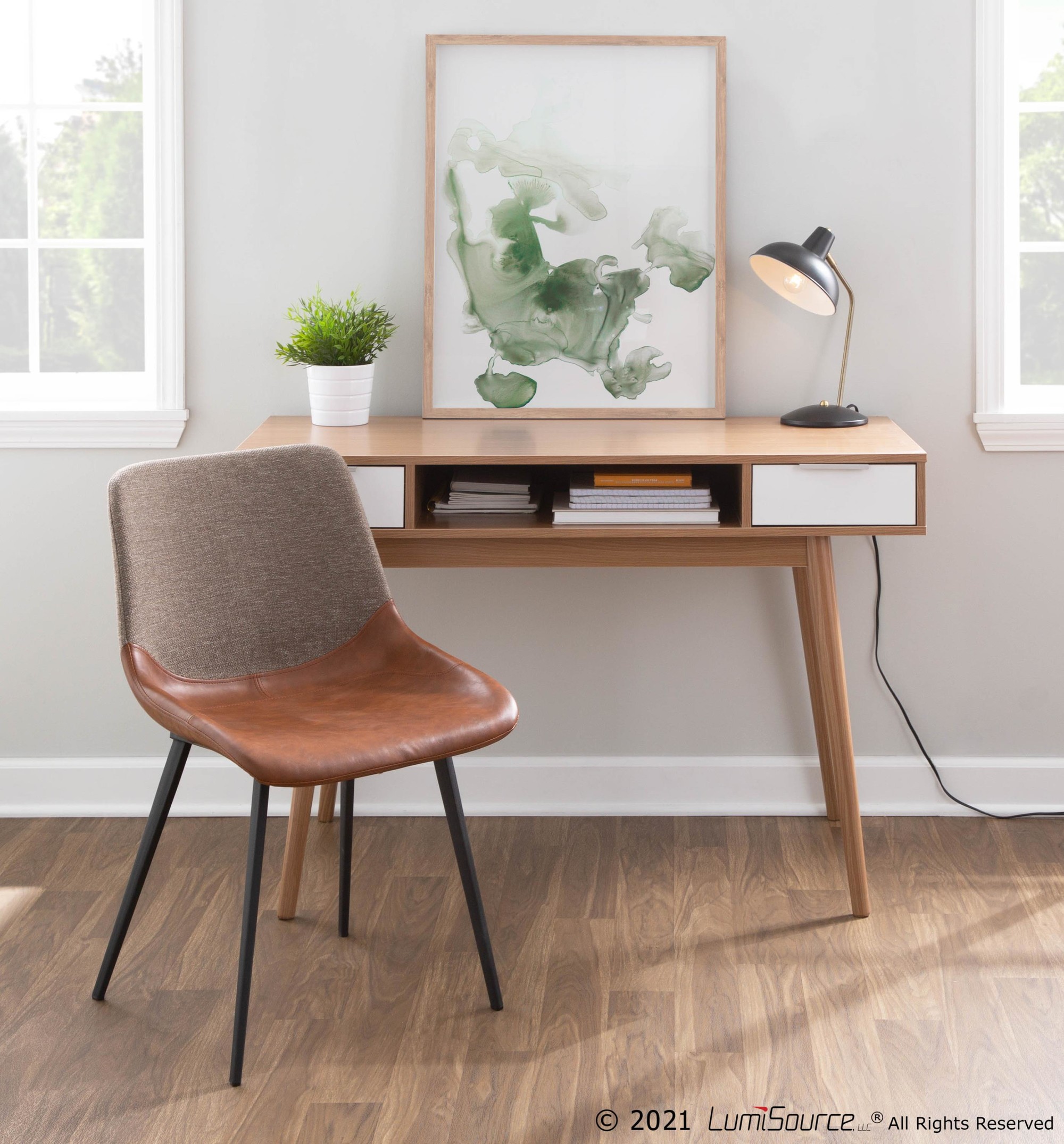 Pebble Contemporary Natural Wood Double Desk 1 Pebble Contemporary Natural Wood Double Desk