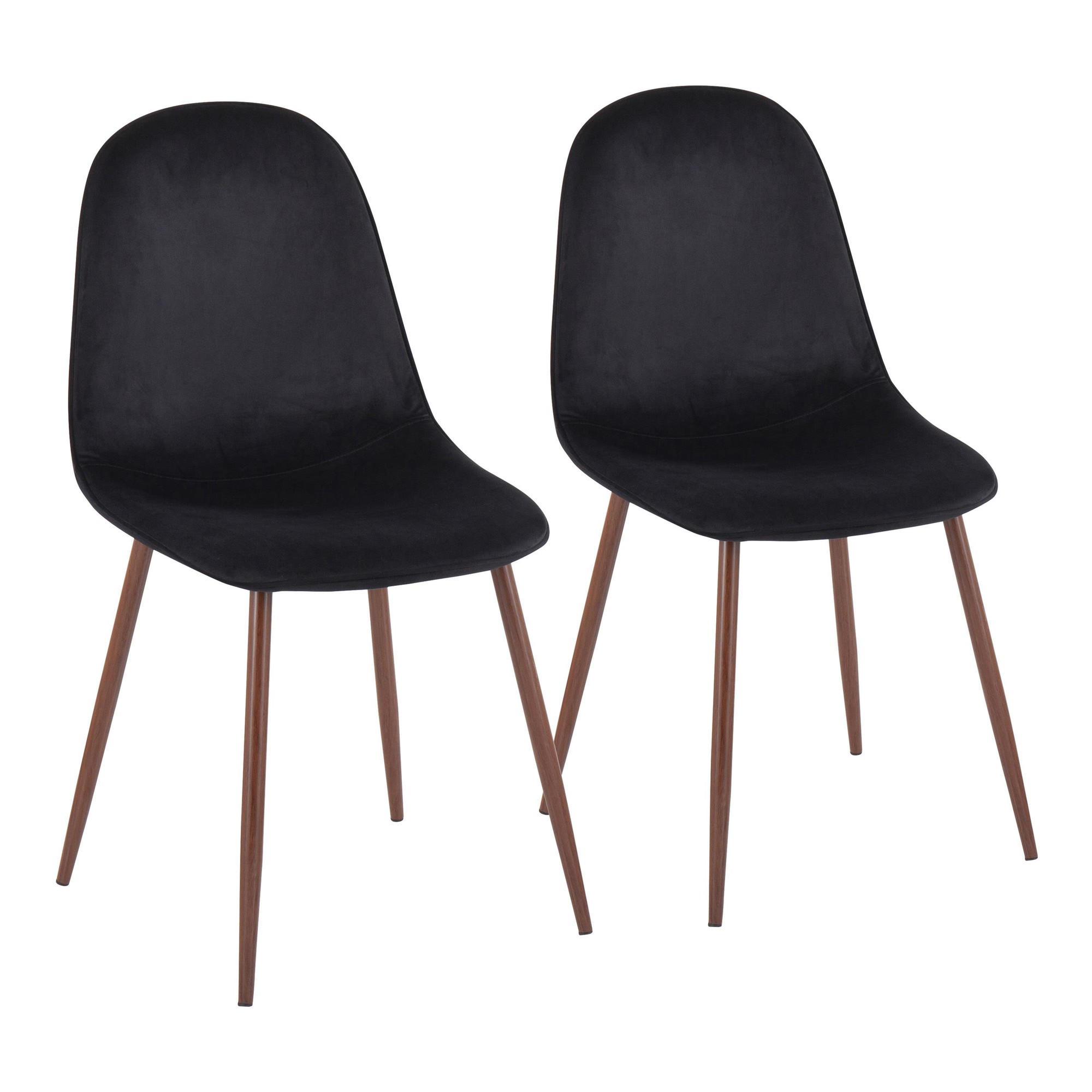 Pebble Contemporary Walnut Black Velvet Dining Chairs (Set of 2) 4 Pebble Contemporary Walnut Black Velvet Dining Chairs (Set of 2) - Image 4