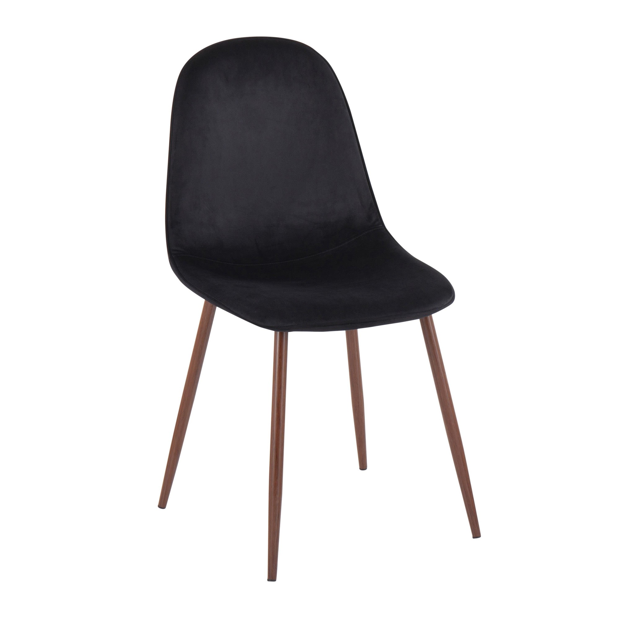 Pebble Contemporary Walnut Black Velvet Dining Chairs (Set of 2) 5 Pebble Contemporary Walnut Black Velvet Dining Chairs (Set of 2) - Image 5