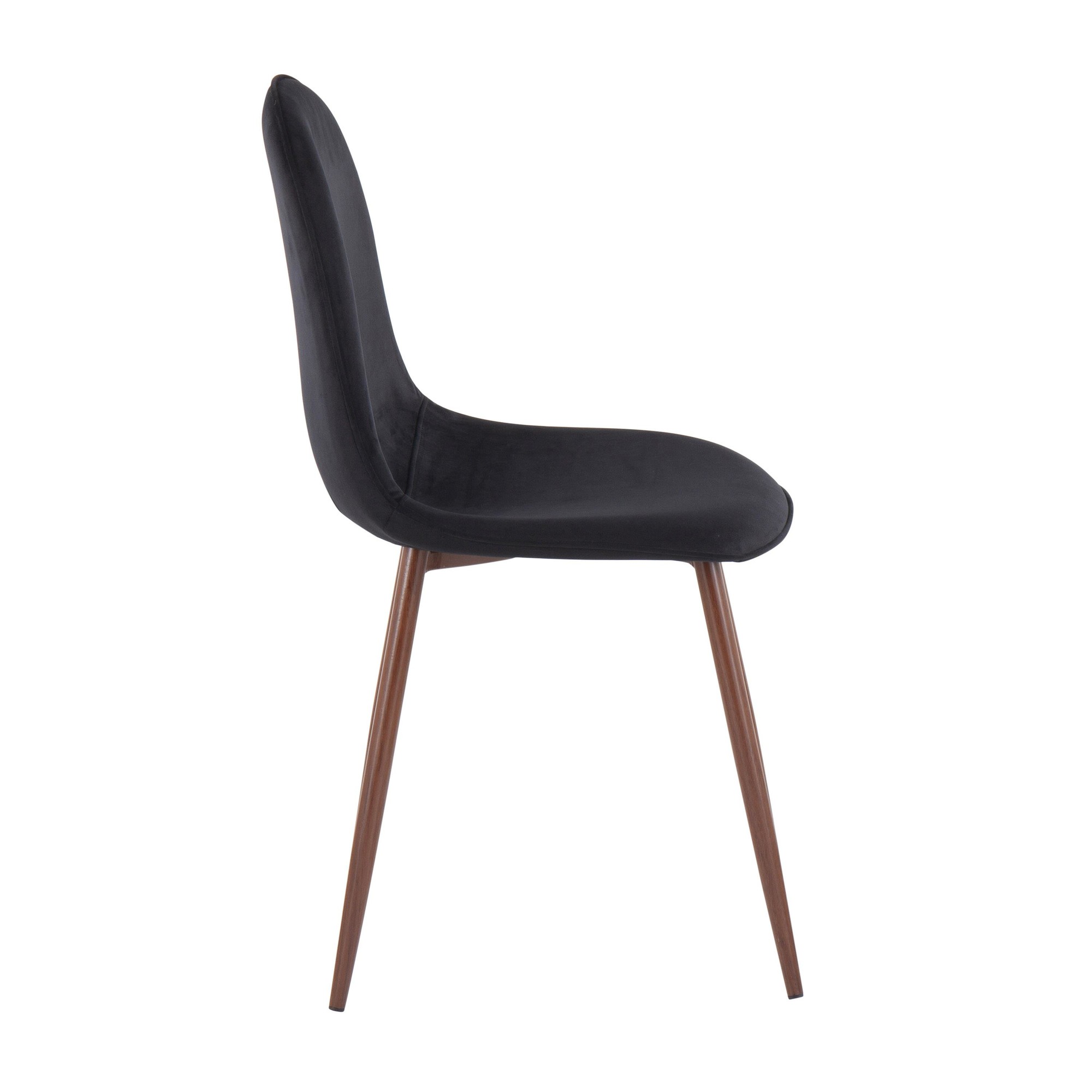 Pebble Contemporary Walnut Black Velvet Dining Chairs (Set of 2) 6 Pebble Contemporary Walnut Black Velvet Dining Chairs (Set of 2) - Image 6