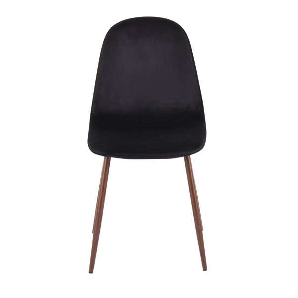 Pebble Contemporary Walnut Black Velvet Dining Chairs Set of 2 8