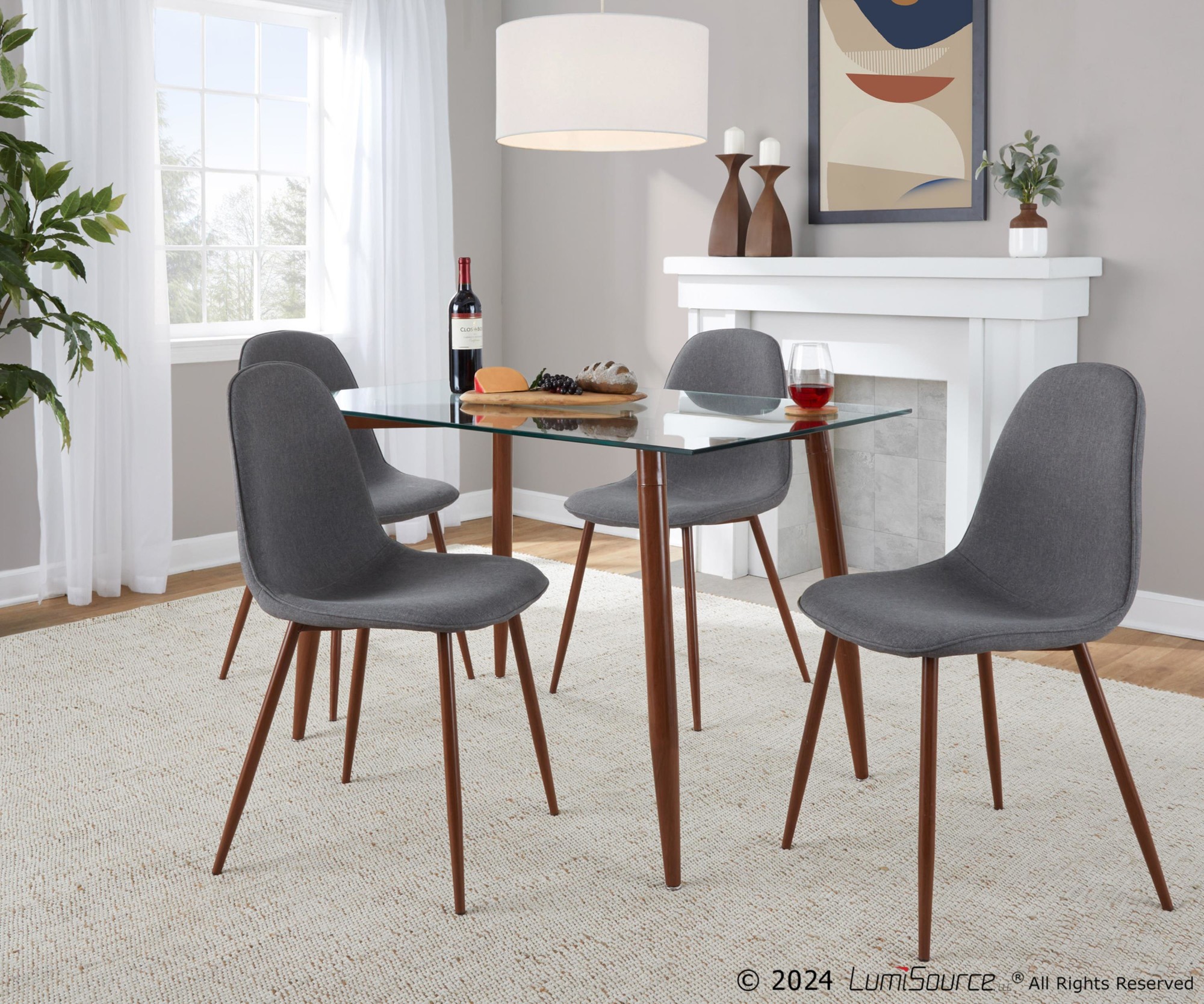 Pebble Contemporary Walnut and Charcoal Dining Chairs (Set of 2) 2 Pebble Contemporary Walnut and Charcoal Dining Chairs (Set of 2) - Image 2
