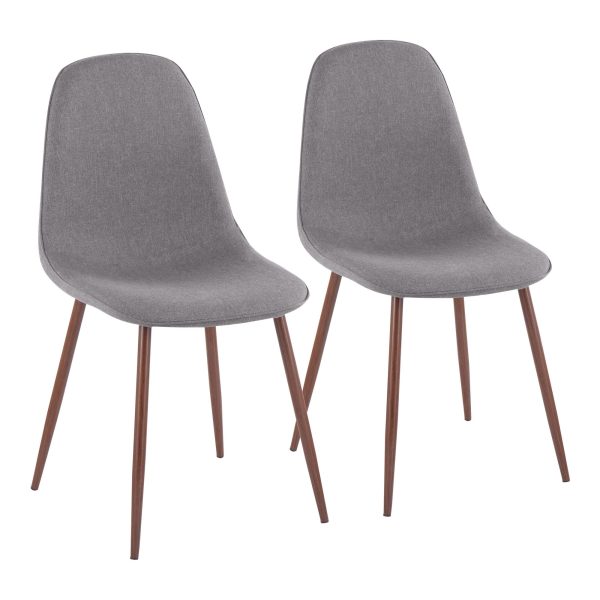 Pebble Contemporary Walnut and Charcoal Dining Chairs Set of 2 2