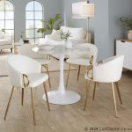 Pebble Contemporary White Marble Veneer Round Dining Table 16 Pebble Contemporary White Marble Veneer Round Dining Table