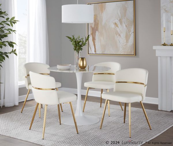 Pebble Contemporary White Marble Veneer Round Dining Table 7