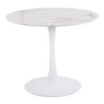 Pebble Contemporary White Marble Veneer Round Dining Table 20 Pebble Contemporary White Marble Veneer Round Dining Table