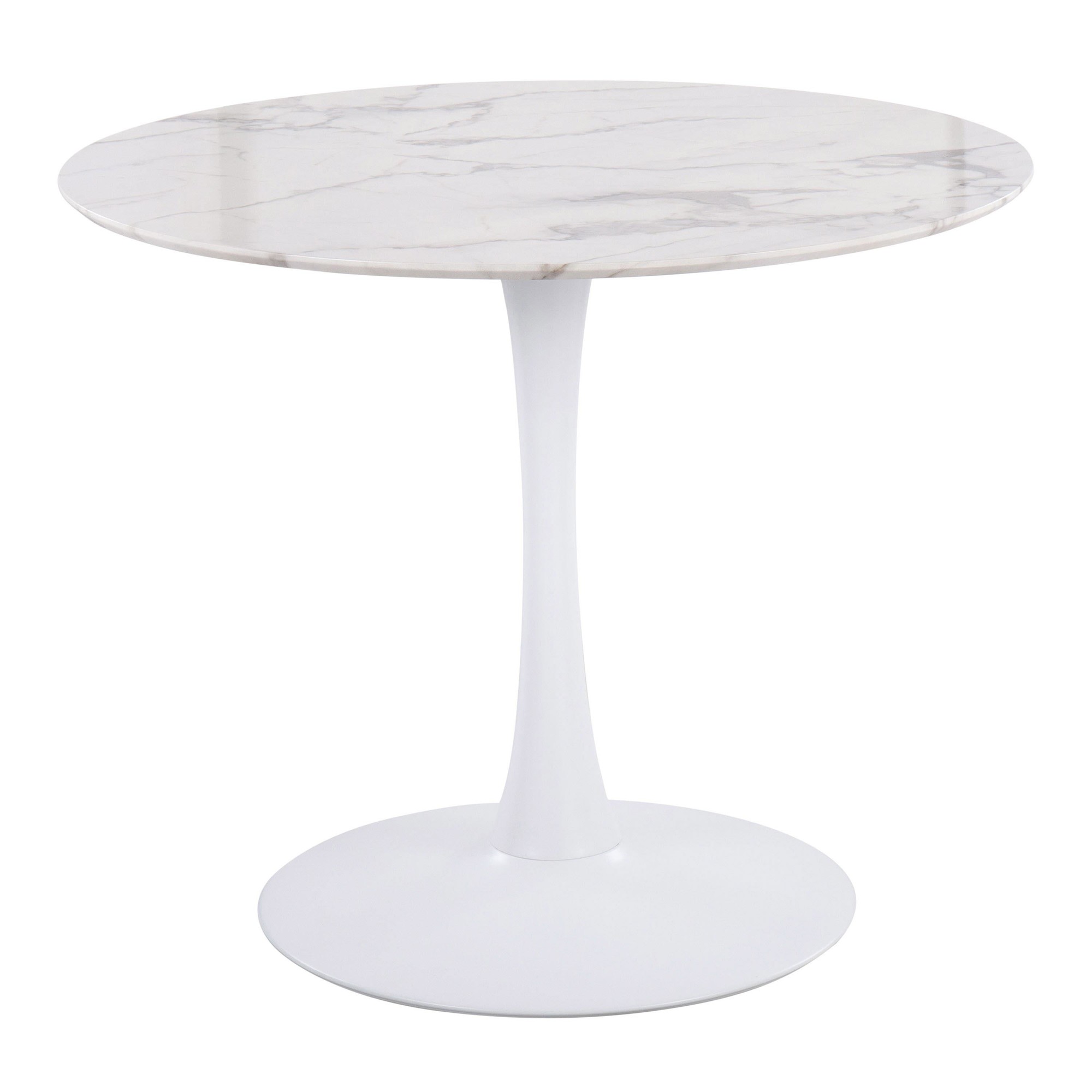 Pebble Contemporary White Marble Veneer Round Dining Table 9 Pebble Contemporary White Marble Veneer Round Dining Table - Image 9
