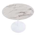 Pebble Contemporary White Marble Veneer Round Dining Table 21 Pebble Contemporary White Marble Veneer Round Dining Table