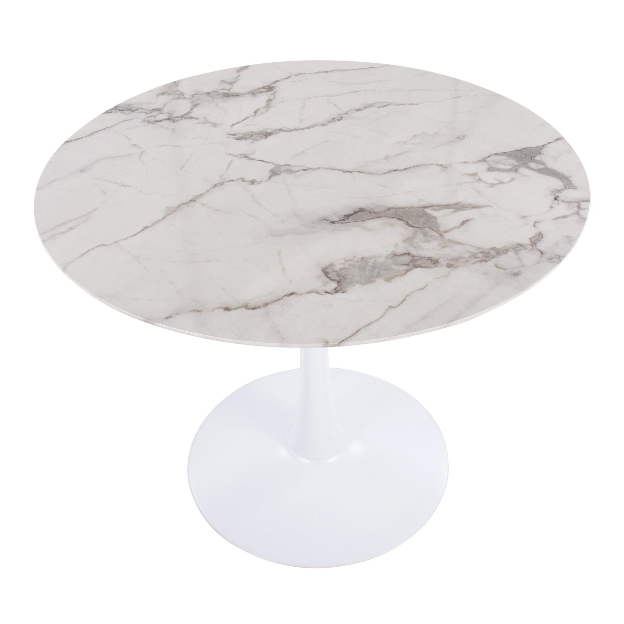 Pebble Contemporary White Marble Veneer Round Dining Table 10 Pebble Contemporary White Marble Veneer Round Dining Table - Image 10