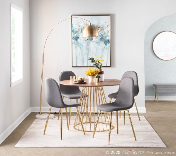 Pebble Gold Steel Charcoal Fabric Contemporary Chairs Set of 2 1