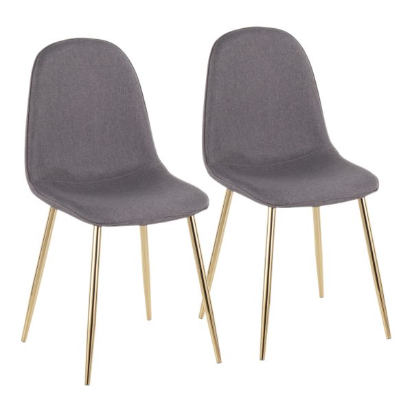 Pebble Gold Steel Charcoal Fabric Contemporary Chairs Set of 2 2