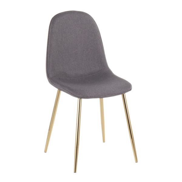 Pebble Gold Steel Charcoal Fabric Contemporary Chairs Set of 2 3
