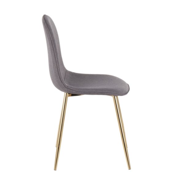 Pebble Gold Steel Charcoal Fabric Contemporary Chairs Set of 2 4