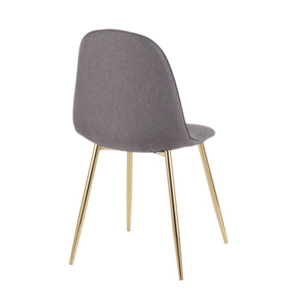 Pebble Gold Steel Charcoal Fabric Contemporary Chairs Set of 2 5