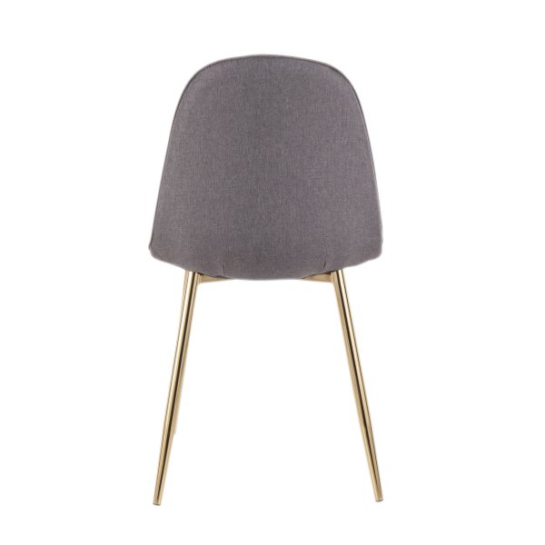 Pebble Gold Steel Charcoal Fabric Contemporary Chairs Set of 2 6
