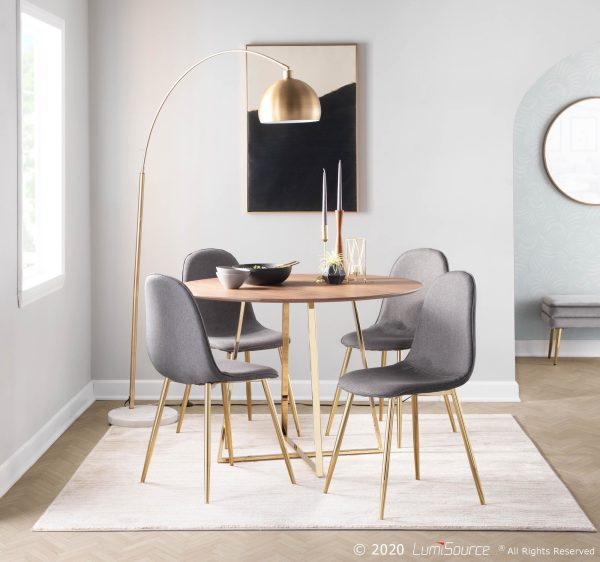 Pebble Gold Steel Charcoal Fabric Contemporary Chairs Set of 2