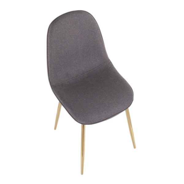 Pebble Gold Steel Charcoal Fabric Contemporary Chairs Set of 2 8