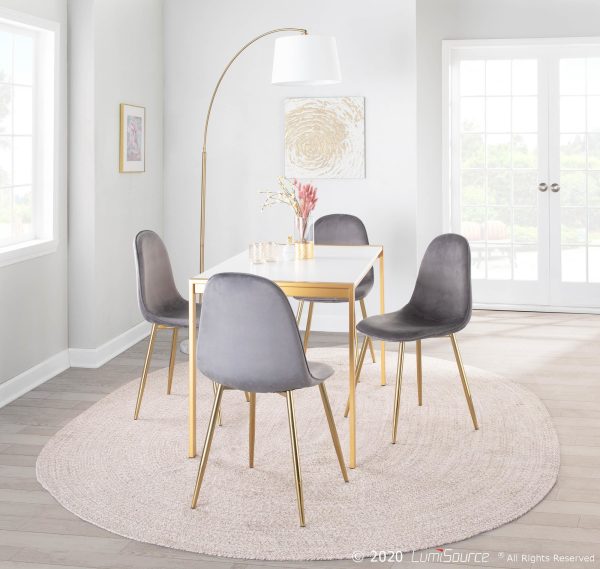 Pebble Grey Velvet Gold Contemporary Accent Chairs Set of 2 1