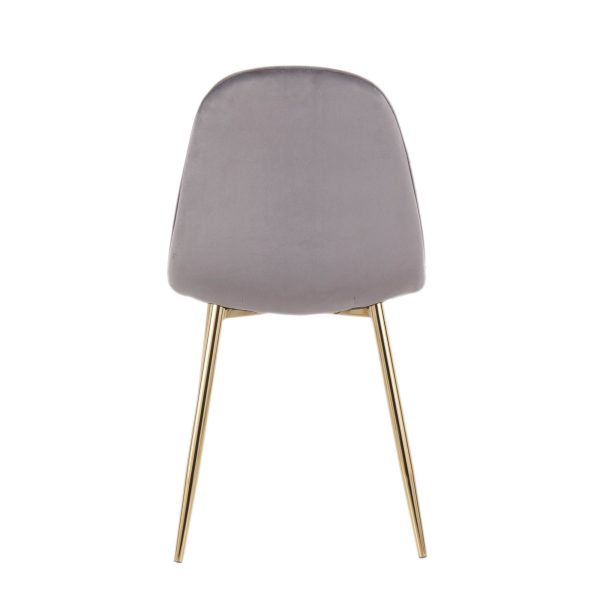 Pebble Grey Velvet Gold Contemporary Accent Chairs Set of 2 10