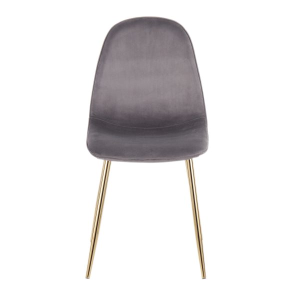 Pebble Grey Velvet Gold Contemporary Accent Chairs Set of 2 11
