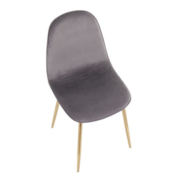 Pebble Grey Velvet Gold Contemporary Accent Chairs Set of 2 12