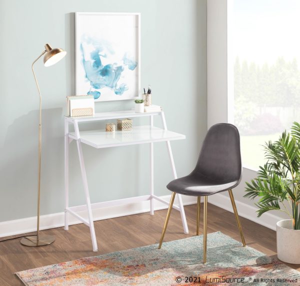 Pebble Grey Velvet Gold Contemporary Accent Chairs Set of 2 3