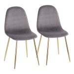Pebble Grey Velvet Gold Contemporary Accent Chairs (Set of 2) 22 Pebble Grey Velvet Gold Contemporary Accent Chairs (Set of 2)
