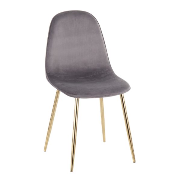 Pebble Grey Velvet Gold Contemporary Accent Chairs Set of 2 7