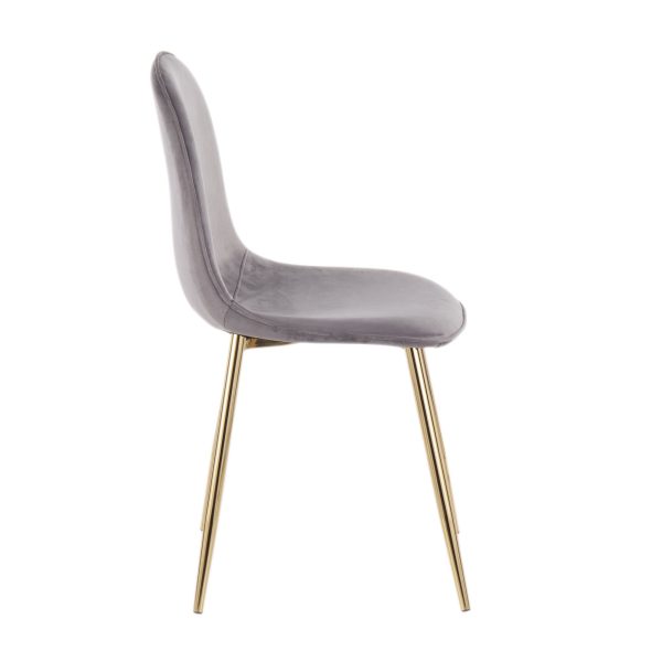 Pebble Grey Velvet Gold Contemporary Accent Chairs Set of 2 8