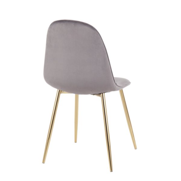 Pebble Grey Velvet Gold Contemporary Accent Chairs Set of 2 9
