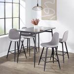 Pebble Light Grey Fabric Black Metal Counter Stools (Set of 2) 12 Pebble Light Grey Fabric Black Metal Counter Stools (Set of 2)