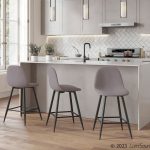 Pebble Light Grey Fabric Black Metal Counter Stools (Set of 2) 11 Pebble Light Grey Fabric Black Metal Counter Stools (Set of 2)