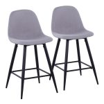Pebble Light Grey Fabric Black Metal Counter Stools (Set of 2) 13 Pebble Light Grey Fabric Black Metal Counter Stools (Set of 2)