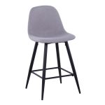 Pebble Light Grey Fabric Black Metal Counter Stools (Set of 2) 14 Pebble Light Grey Fabric Black Metal Counter Stools (Set of 2)