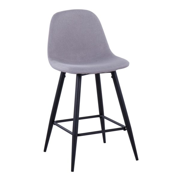 Pebble Light Grey Fabric Black Metal Counter Stools Set of 2 3