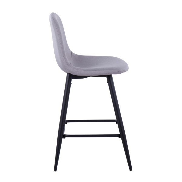 Pebble Light Grey Fabric Black Metal Counter Stools Set of 2 4