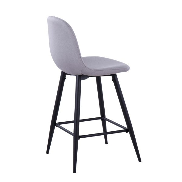 Pebble Light Grey Fabric Black Metal Counter Stools Set of 2 5