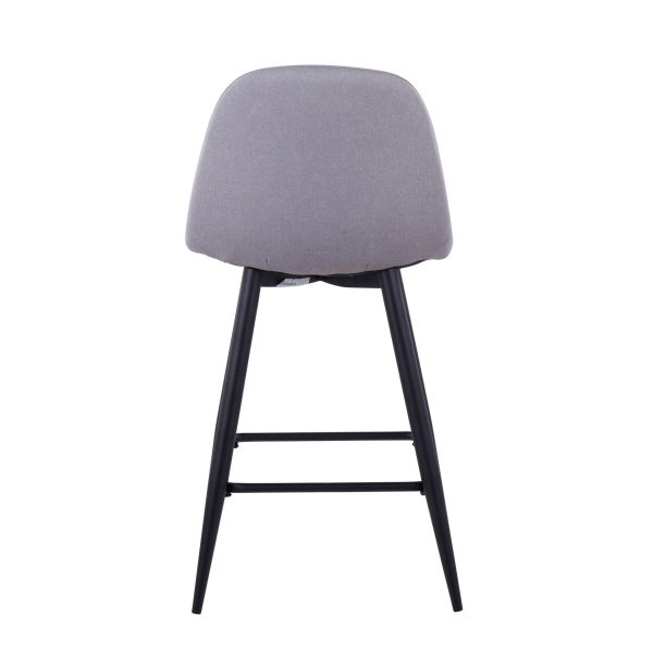 Pebble Light Grey Fabric Black Metal Counter Stools Set of 2 6