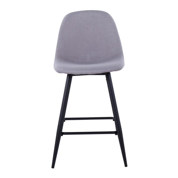 Pebble Light Grey Fabric Black Metal Counter Stools Set of 2 7